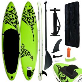 Conjunto prancha de paddle SUP insuflável 320x76x15 cm verde