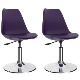 Cadeiras de jantar giratórias 2 pcs couro artificial lilás
