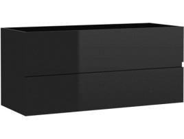 Armário lavatório 100x38,5x45 cm contraplacado preto brilhante