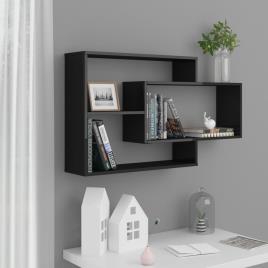 Prateleiras parede 104x20x60 cm contraplacado preto brilhante