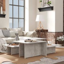 Mesas de centro 2 pcs 111,5x50x33 cm contrapl. cinzento cimento