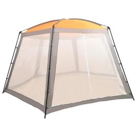 Tenda para piscina 590x520x250 cm tecido cinzento