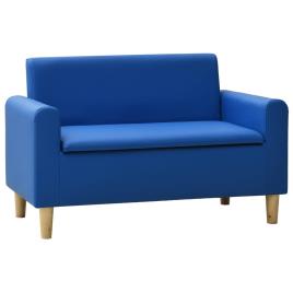 Sofá infantil de 2 lugares couro artificial azul
