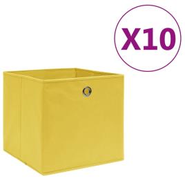 Caixas arrumação 10 pcs tecido-não-tecido 28x28x28 cm amarelo