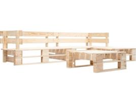 Sofás de paletes para jardim VIDAXL madeira FSC natural (4 peças)