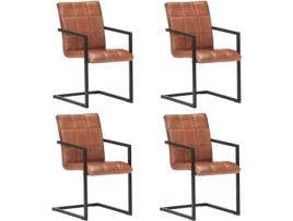 Conjunto 4 Cadeiras de Jantar  Cantilever 3059811 (Castanho - Couro - 51 x 56 x 91 cm)