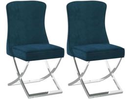 Conjunto 2 Cadeiras de Jantar  (Azul - Veludo - 53 x 52 x 98 cm)