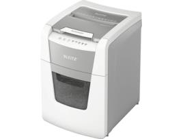 Alimentação automática para 100 folhas A4, slot manual para até 6 folhas (80 g / m²). Segurança DIN P5 micro corte (2x15mm).  Caixa extraível com capacidade de 34 L.