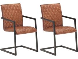 Conjunto 2 Cadeiras de Jantar  Cantilever 321843 (Castanho - Couro - 51 x 56 x 91 cm)