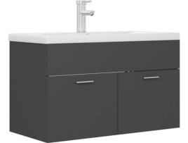 Armário + Lavatório Embutido  3071281 (Cinzento - Aglomerado de Madeira - 80x38.5x46 cm)