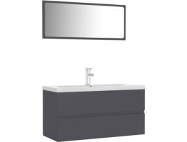 Conjunto de Móveis  3071695 (Cinzento - Aglomerado de Madeira - 90x38.5x45 cm)