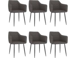 Conjunto 6 Cadeiras de Jantar VIDAXL 3068674 (Cinzento - Tecido - 51 x 53 x 73 cm)
