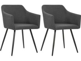 Conjunto 2 Cadeiras de Jantar  323094 (Cinzento - Tecido - 54 x 62 x 80 cm)
