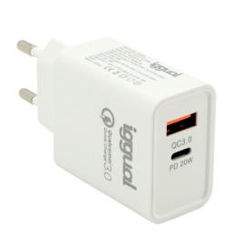 Carregador Dual Usb  Qc3.0 + Tipo c Pd 20w