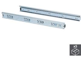 Jogo de Corrediças para Gavetas, , de Rolamentos, 45X650 Mm, de Extração Total,  Zincado, 5 Ud.