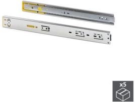 Jogo de Corrediças para Gavetas, de Rolamentos, , 45X350 Mm, Extração Total, com Push, Fecho Suave, Zincado, 5 Ud.