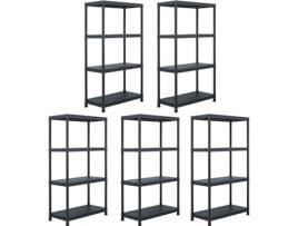 Estante  5 Pcs (Plástico - 60 x 30 x 138 cm - Preto)