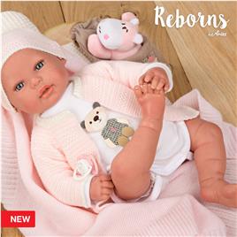 Boneca Reborns 45cm Iare com manta, peluche e bolsa AR98080 REBORNS BY ARIAS