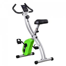 HOMCOM Bicicleta Estática Dobrável com Resistência Magnética Ajustável Volante de Inércia de 1,5kg Sensor de Pulso Assento Regulável e Tela LCD 86x47x112cm Verde