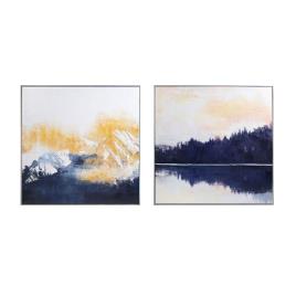 Pintura DKD Home Decor poliestireno Tela Abstrato (2 pcs) (80 x 3 x 80 cm)