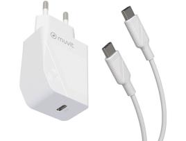 Pack Cargador USB-C + Cable USB-C 20W 1m Blanco