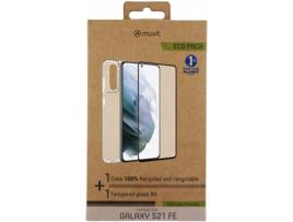Funda Cristal Soft para Samsung S21 FE 5G  + Protector de Pantalla Cristal Templado Marco Negro
