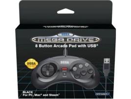 Gamepad SEGA Mega Drive 8-B 2.4G Preto