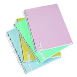 Caderno A4 capa dura espiral Emboss cores pastel quadriculado 120 folhas - 70 gramas ANCOR (1 unidade)