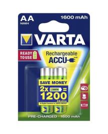 VARTA PILHAS RECARREGAVEIS AA 1600MHA BLISTER 2 PILHAS