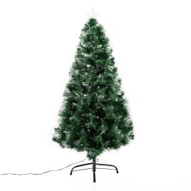 HomCom Árvore de Natal, Altura 120 cm + Estrela e Fibra Ótica de 7 Cores Árvore Artificial F 66x 120 cm