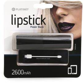 Power Bank Lipstick 2600mAh Preto + Cabo MicroUSB - 