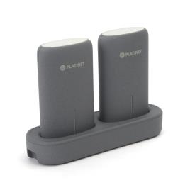 Dupla Power Bank 2x 5000mAh com Estação de Carregamento Cinzento - Platinet