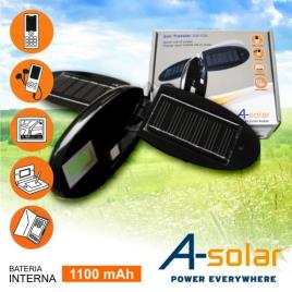 CARREGADOR SOLAR 1100MA 5V C/ 12 FICHAS E LCD USB 