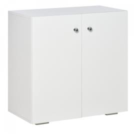 HOMCOM Aparador de Sala de Estar com 2 Portas Armário Auxiliar com 2 Prateleiras para de Livros Roupa Brinquedos Estilo Moderno 70x39x70cm Branco