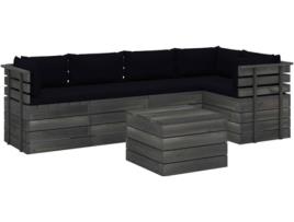 Conjunto de Jardim  Lounge 3061954 (Preto - Madeira - 60x60x41.5 cm - 6 Peças)