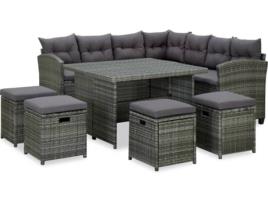 Conjunto de Jardim  Lounge (Cinzento - Rattan Vime - 174x174x71.5 cm - 6 Peças)