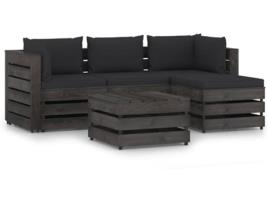 Conjunto Lounge  Com Almofadão 3068247 (Castanho - Madeira - 69 x 70 x 66 cm)