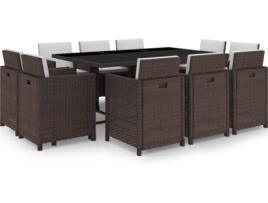 Conjunto de Refeição Jardim  42548 (Castanho - Rattan Vime - 167x109x74 cm - 11 Peças)