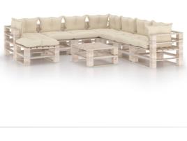 Conjunto Lounge  Com Almofadão 3066223 (Castanho - Madeira - 70 x 67.5 x 62 cm)