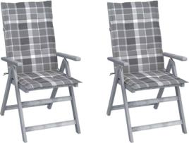 Conjunto 2 Cadeiras de Jardim  Reclináveis c/Almofadas 3064712 (56x70x110 cm - Madeira de Acácia)