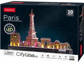 Puzzle 3D WORLD BRANDS Torre Eiffel Paris Led (8 anos - 115 peças)