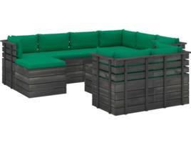 Conjunto de Jardim VIDAXL Lounge (Verde - Madeira - 65x65x71.5 cm - 10 Peças)