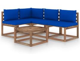 Conjunto de Jardim  Lounge 3067378 (Castanho - Madeira - 60x60x36.5 cm - 5 Peças)