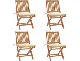 Conjunto 4 Cadeiras de Jardim  Dobráveis c/Almofadas 3072809 (46,5x58x88 cm - Madeira)