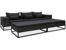 Conjunto de 5 Sofás  Almofadões 49531 Cinzento (Poli Ratam - 273 x 85 x 55 cm)