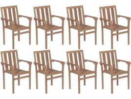 Conjunto 8 Cadeiras de Jardim  Empilháveis (58x50x89 cm - Madeira)
