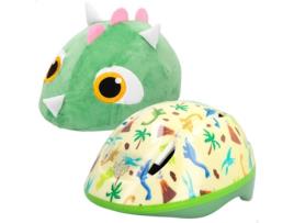 Capacete  infantil com capa de peluche de dinossauro