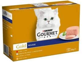 Ração para Gatos GOURMET (12x85 g - Húmida - Adulto - Sabor: Boi, Peixe, Fígado, Peru)