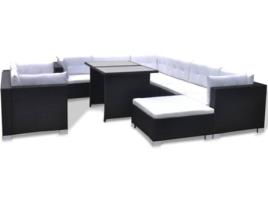 Conjunto de Jardim  Lounge 41878 (Preto - Rattan Vime - 108x66x70 cm - 10 Peças)