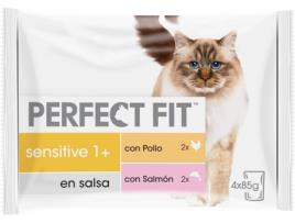 Ração para Gatos  (4x85 g - Húmida - Adulto - Sabor: Frango e Salmão - Esterilizados)